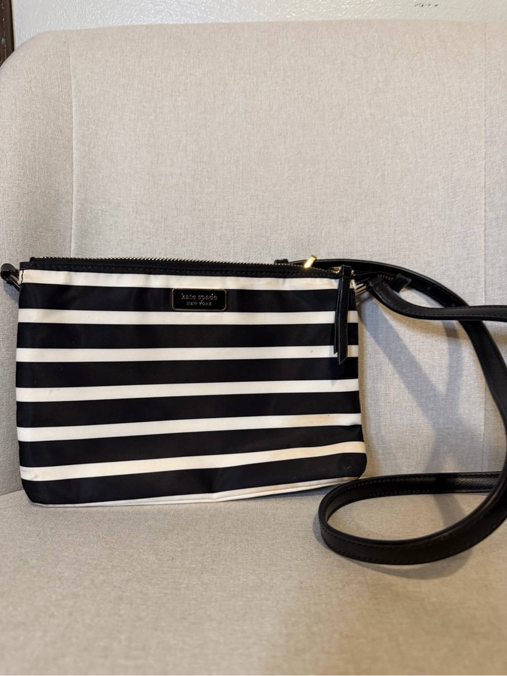 kate spade Black and White Striped Crossbody Wristlet
